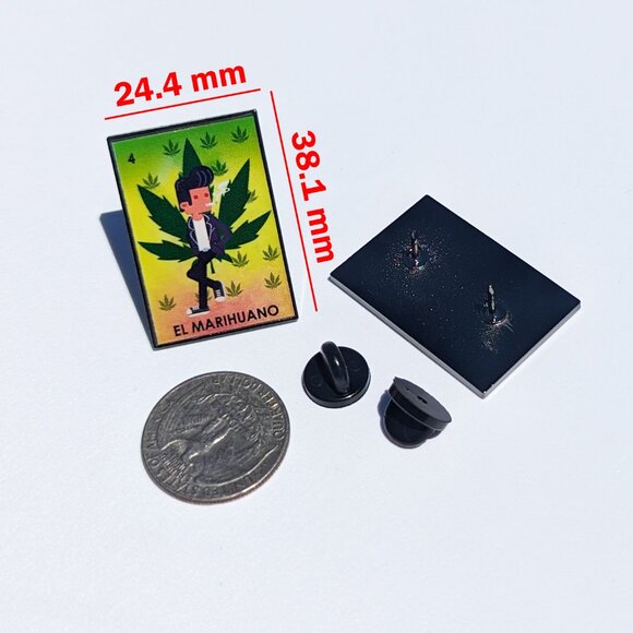 El Marihuano Pin Loteria Pin For Caps Clothing Enamel Badge Mariguano Pin - Picture 5 of 5
